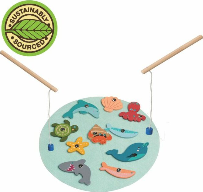 children magnetic fishing poles Wooden Magnetic Fishing Game