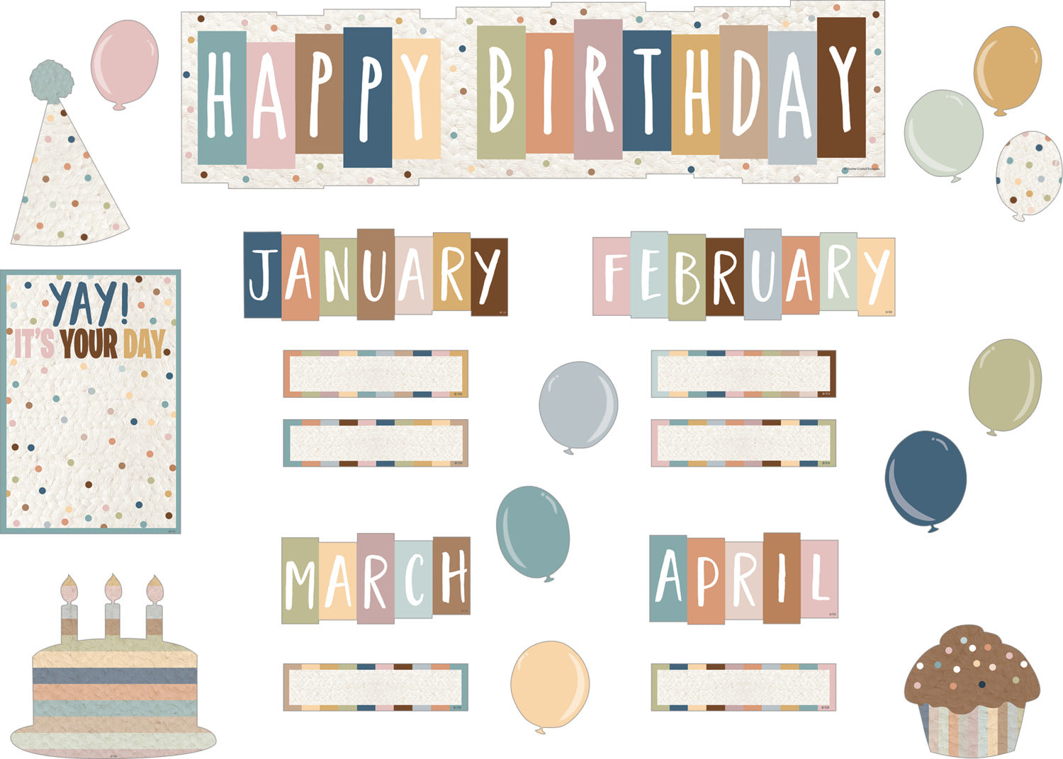 Just Teach Happy Birthday Mini Bulletin Board Set – Learning Post & Toys