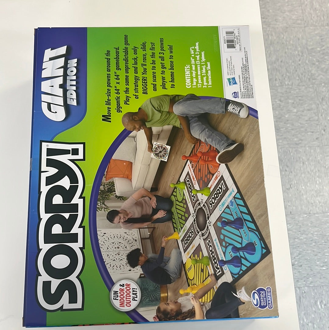 Giant Sorry Board Game, Giant Edition Family Indoor Outdoor, for Kids 6 &  Up